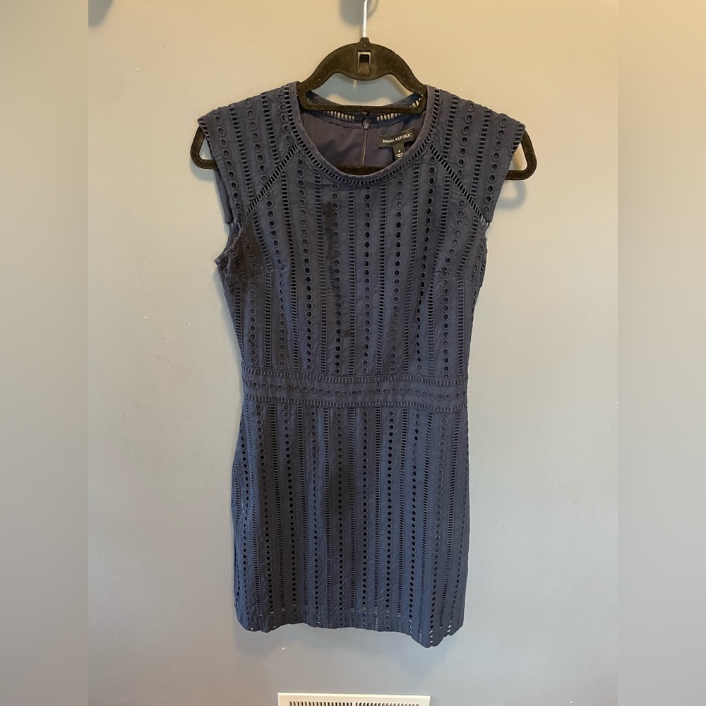 Banana Republic navy fit and flare dress with cutout details - size 4